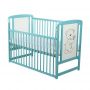 BabyNeeds - Patut din lemn Timmi 120x60 cm, cu laterala culisanta, Mint + Saltea 8 cm