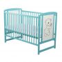 BabyNeeds - Patut din lemn Timmi 120x60 cm, cu laterala culisanta, Mint + Saltea 8 cm