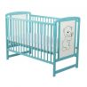 BabyNeeds - Patut din lemn Timmi 120x60 cm, cu laterala culisanta, Mint + Saltea 8 cm