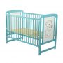BabyNeeds - Patut din lemn Timmi 120x60 cm, cu laterala culisanta, Mint + Saltea 8 cm