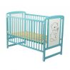 BabyNeeds - Patut din lemn Timmi 120x60 cm, cu laterala culisanta, Mint + Saltea 8 cm