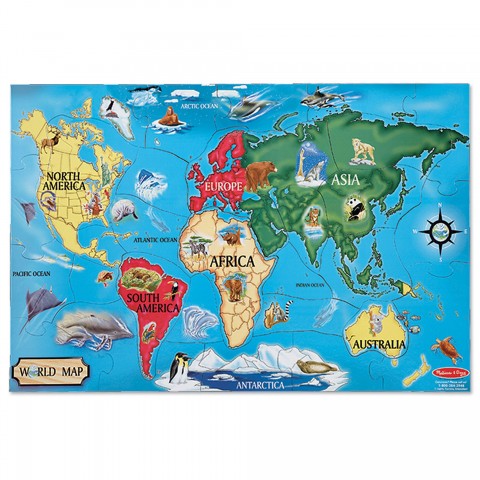 Melissa & Doug Puzzle de podea Harta Lumii World Map